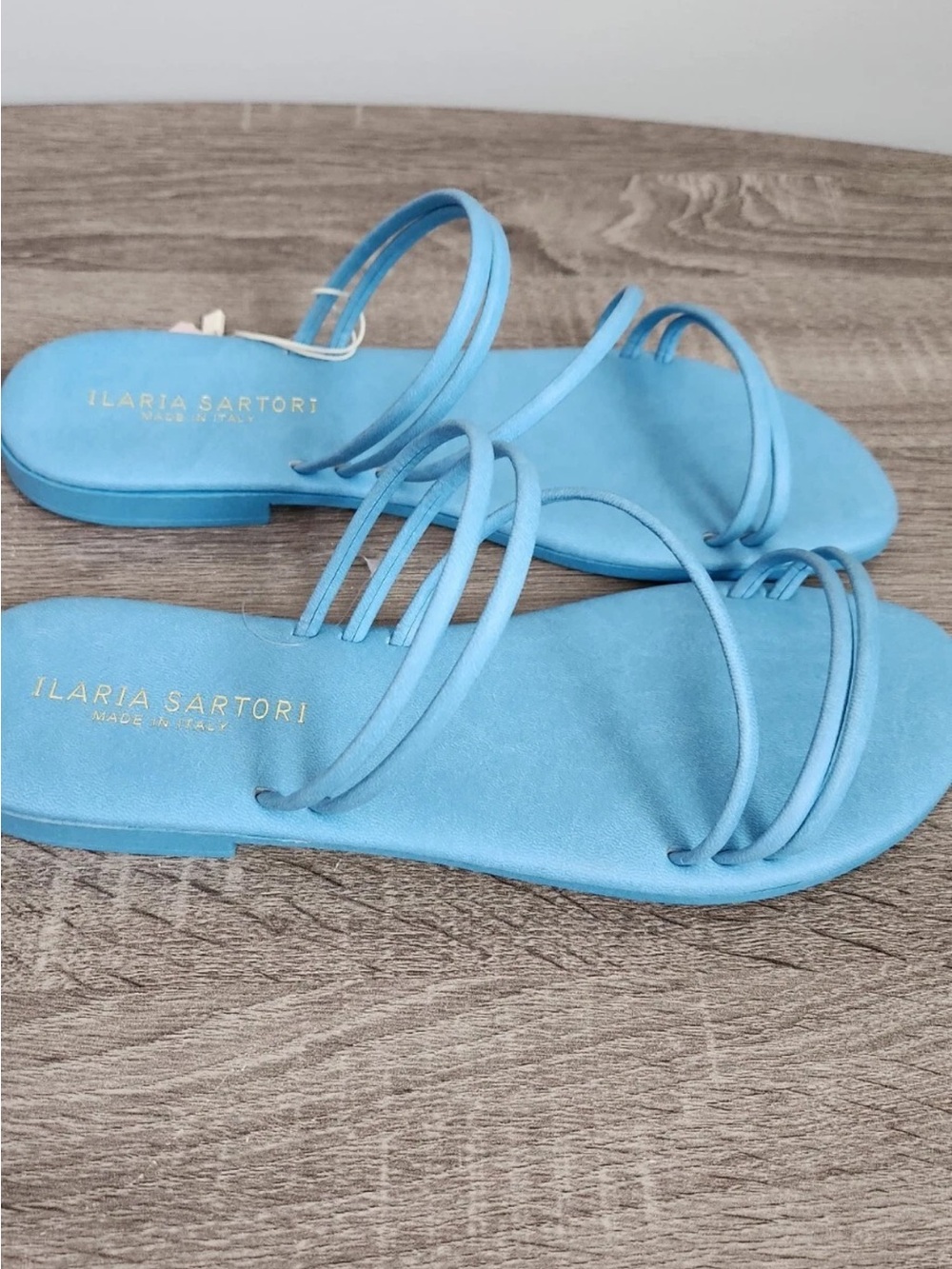 Sky Blue Multi‑Strap Flat Sandals